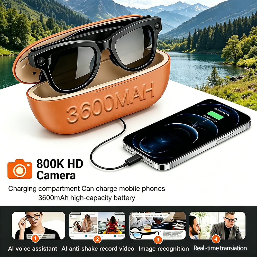 Smart Glasses Lens - 2026年新型AIスマートグラス カメラ搭載 ビデオ録画 AI写真認識 Bluetooth通話 音声翻訳