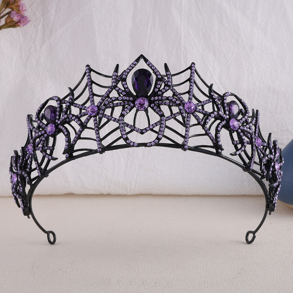 Meditation Headband Eeg - トレンディなハロウィンスパイダークリスタルブライダルティアラハロークラウンバロックラインストーンページェント王冠花嫁ヘッドバンドウェディングヘアアクセサリー