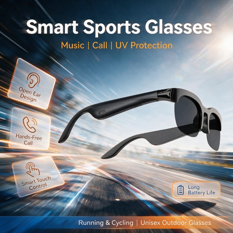 Smart Glasses Lens - Bluetooth対応オープンイヤースマートグラス 偏光UVカット機能付き リアルタイム翻訳 アウトドアスポーツ ドライブ 旅行用サングラス
