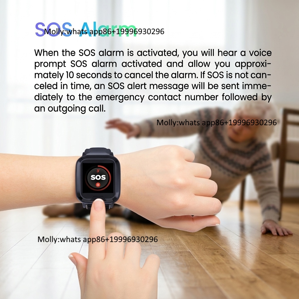 Fall Detection Watch - 4G GPS追跡機能付き心拍数健康モニター、転倒検知スマートウォッチ、高齢者向け腕時計（SOSアラームボタン付き）