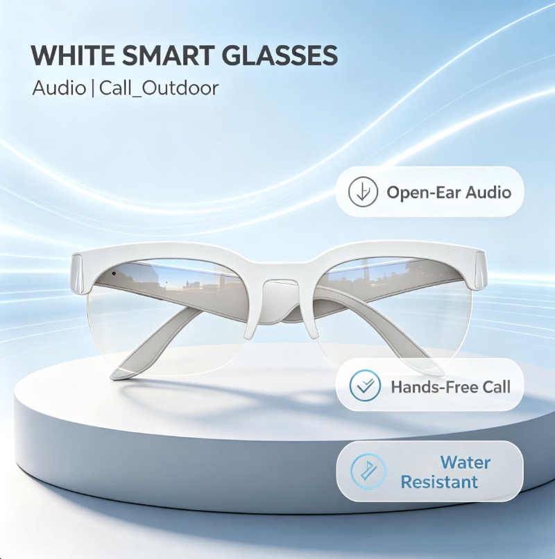 Smart Glasses Lens - リアルタイム翻訳対応オープンイヤーBluetoothスマートサングラス、UVカットHD軽量快適スポーツトラベルシェード