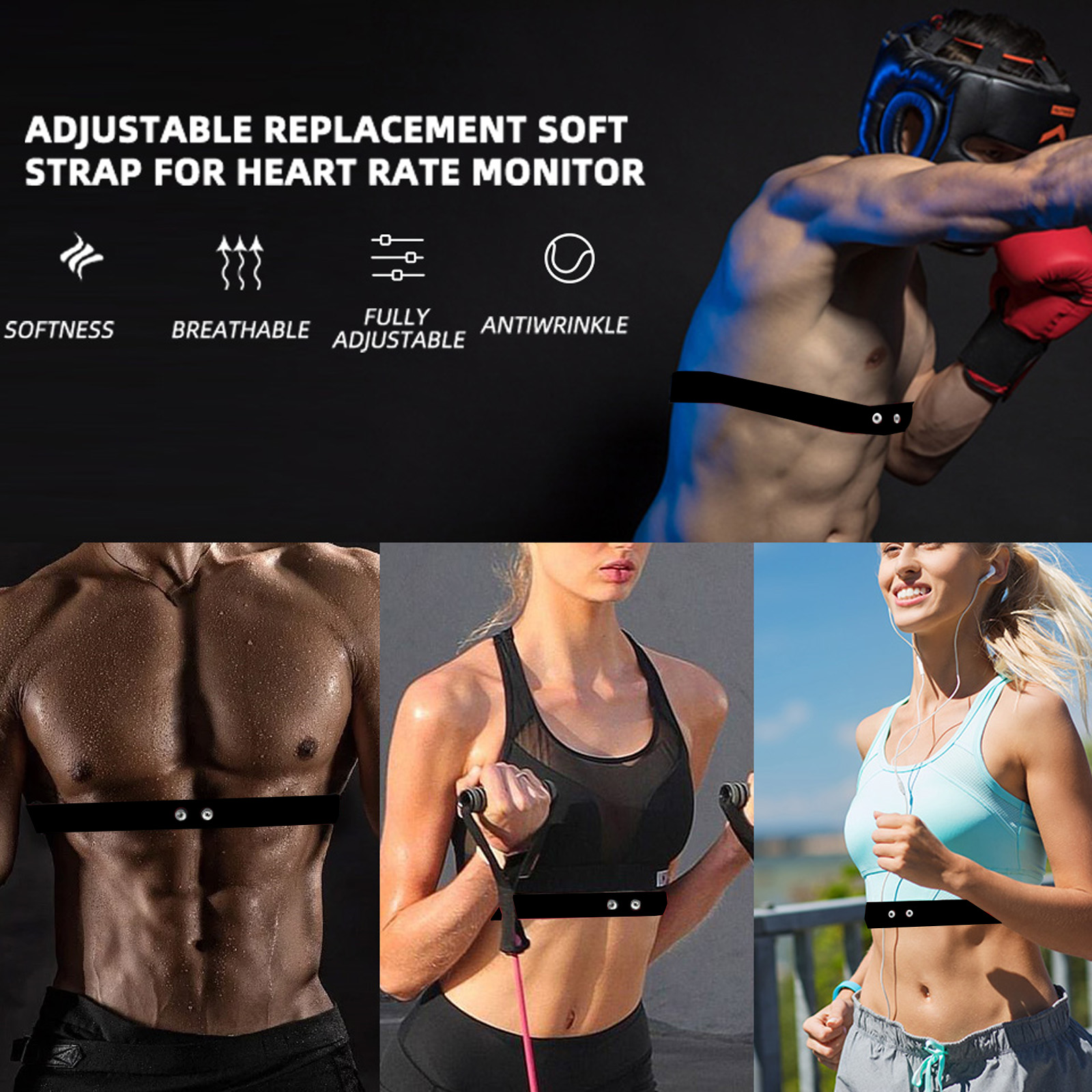Fitcent-心拍数モニターの交換、チェストストラップ、m - Breath Rate Monitor のレビューと価格