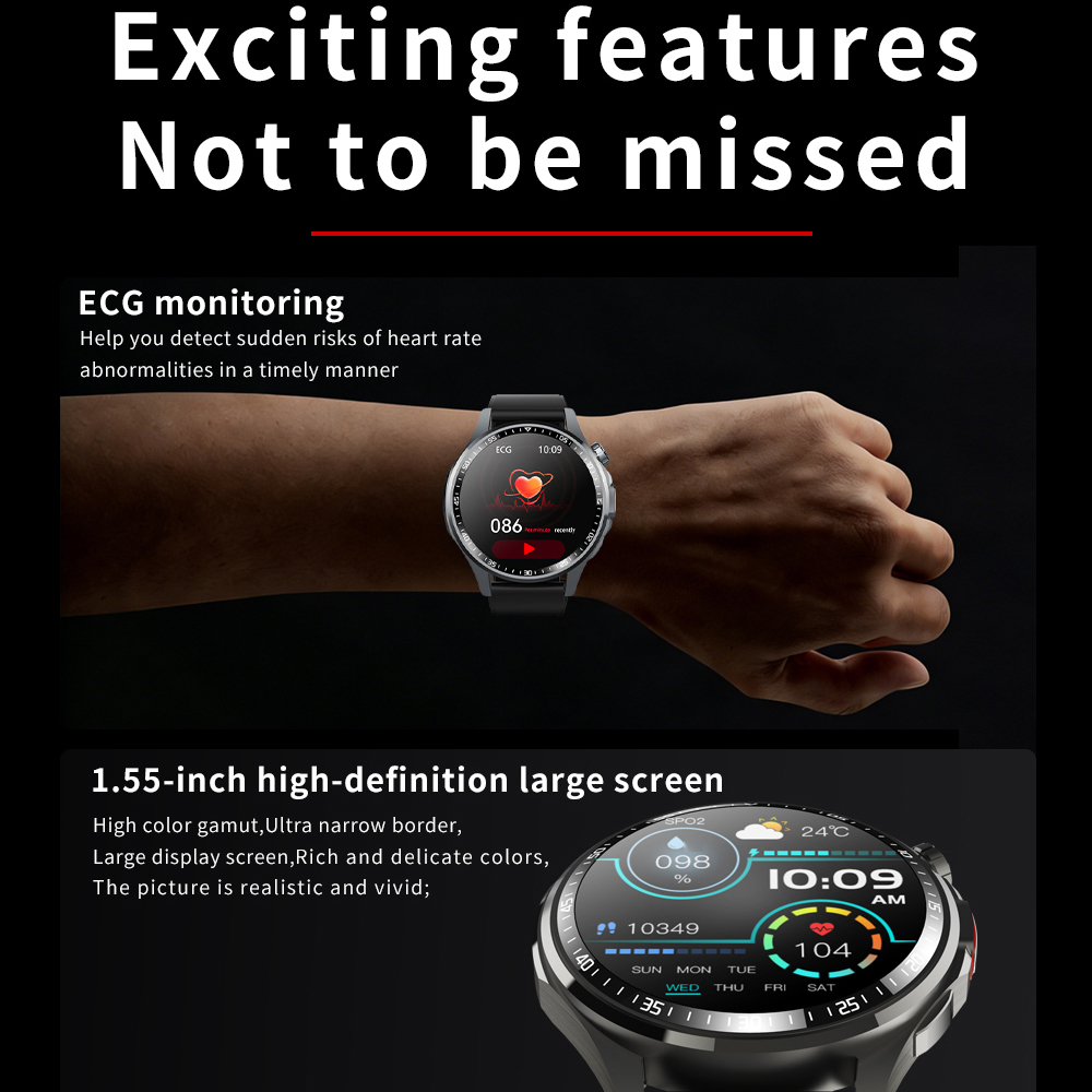 男性用スマートウォッチ ウルトラHDスクリーン ECG健康モ - Fall Detection Watch のレビューと価格