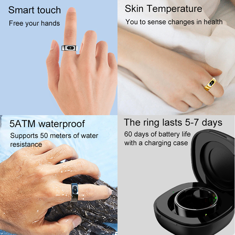 R08スマートリング 男女兼用 充電ケース付き、タッチコント - Temperature Ring Skin のレビューと価格