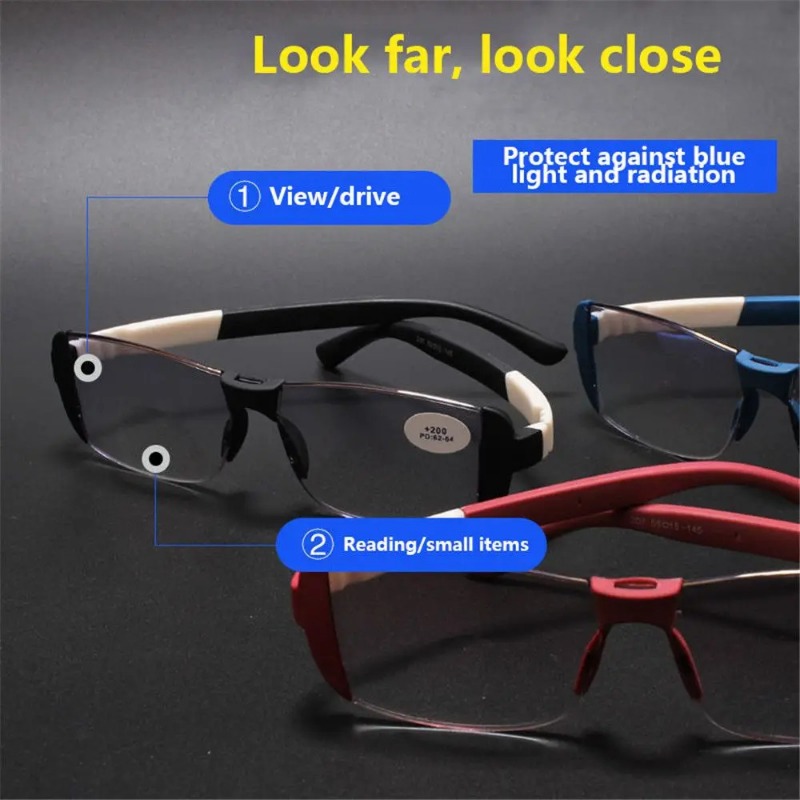 抗ブルーライトメガネ 磁気療法老眼鏡 インテリジェント遠近両 - Light Therapy Glasses のレビューと価格