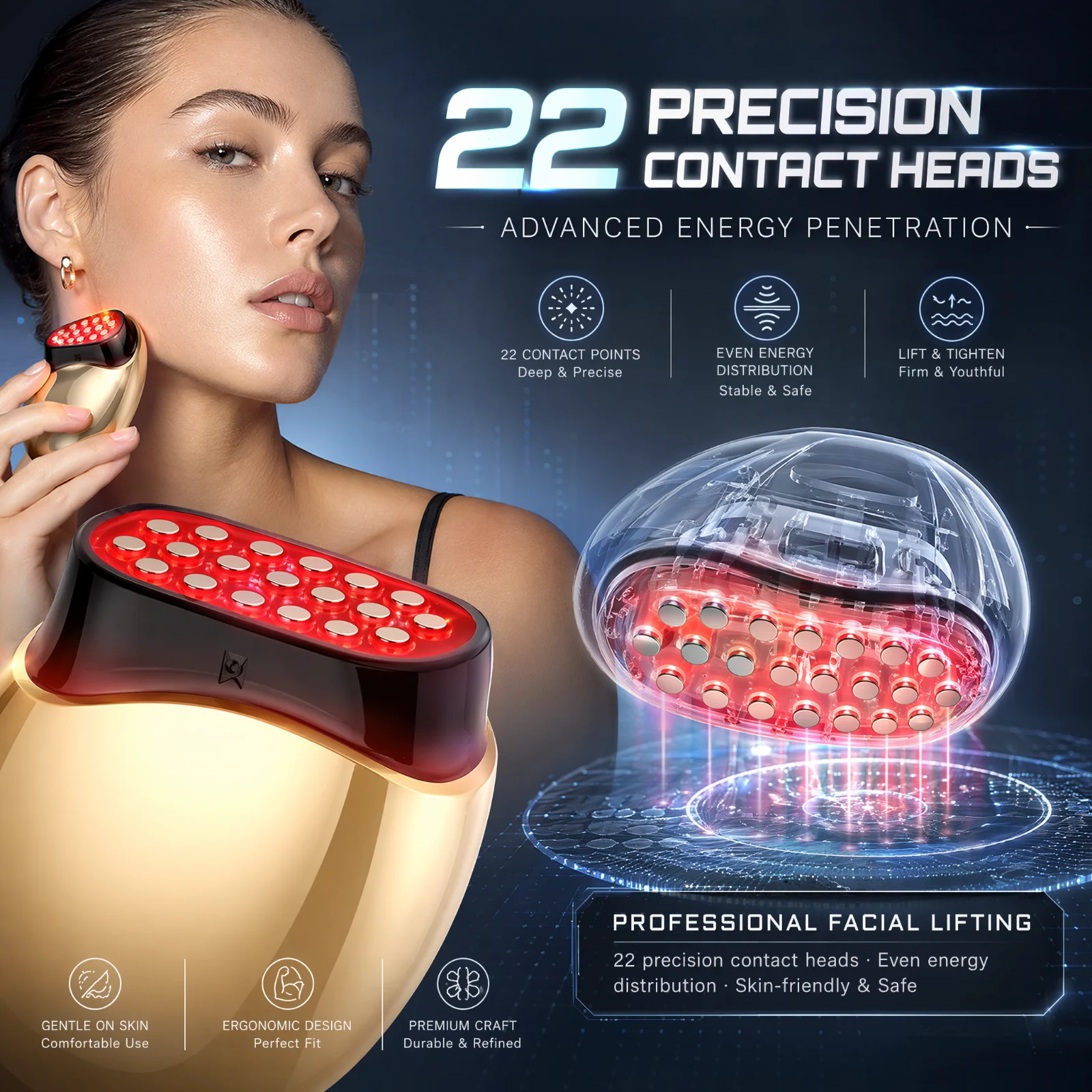 コラーゲン美容機器フェイシャルマッサージャー LED 光療法 - Galvanic Skin Sensor のレビューと価格