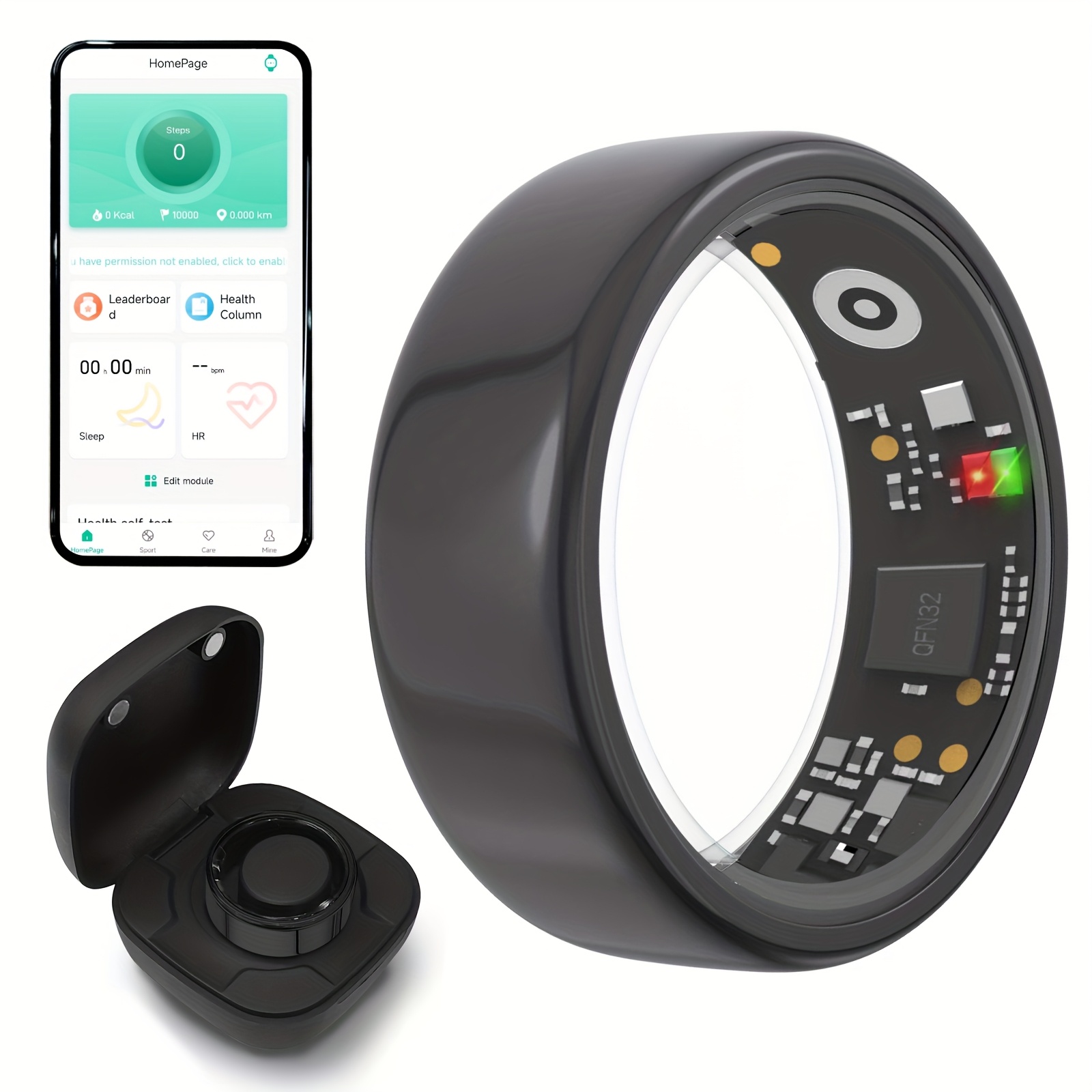スマートリング男性女性用充電ケース付き、心拍数、血中酸素、皮 - Temperature Ring Skin のレビューと価格
