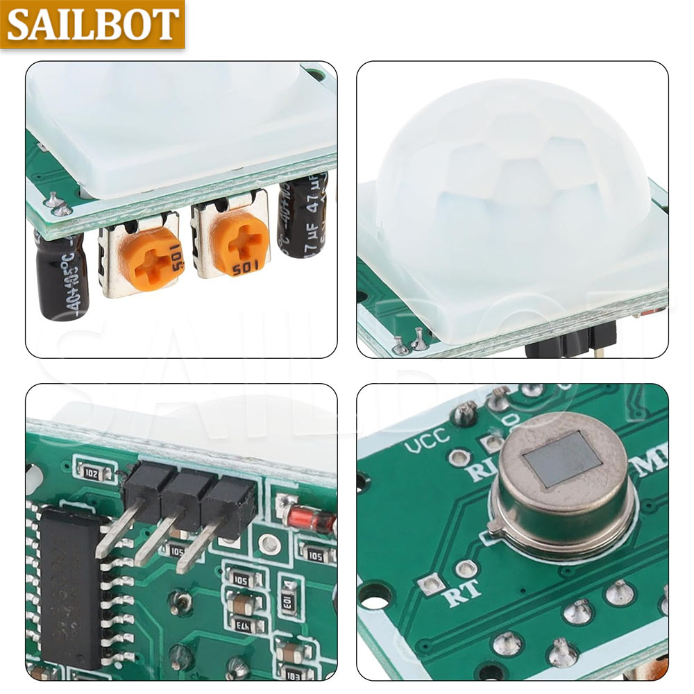 HC-SR501 PIR 赤外線センサー調整 IR 焦電型赤 - Muscle Sensor Emg のレビューと価格