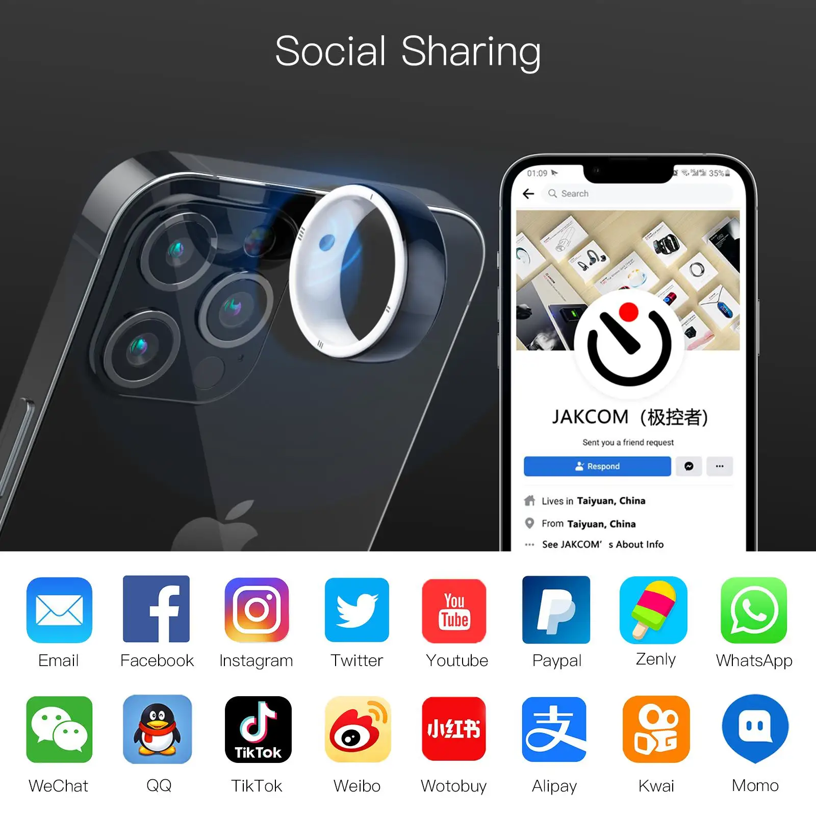 Jakcom r5スマート携帯電話,GPS, IDカード,N - Smart Ring Nfc Pay のレビューと価格