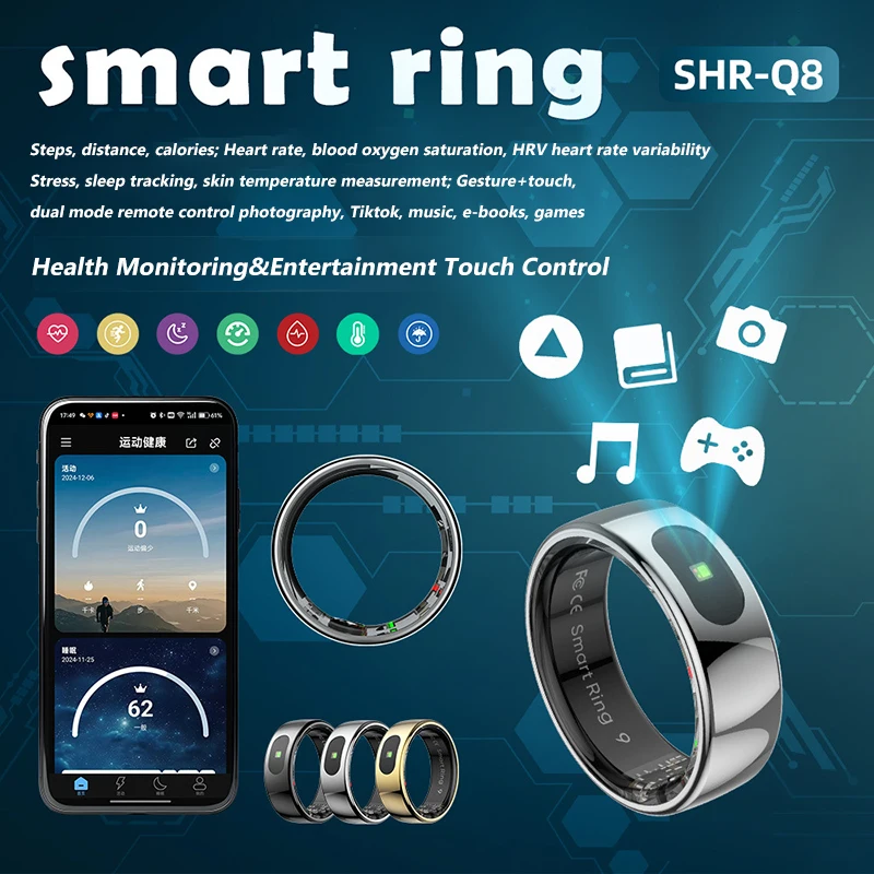 男性と女性のための防水スマートリング,5気圧の温度と健康モニ - Temperature Ring Skin のレビューと価格