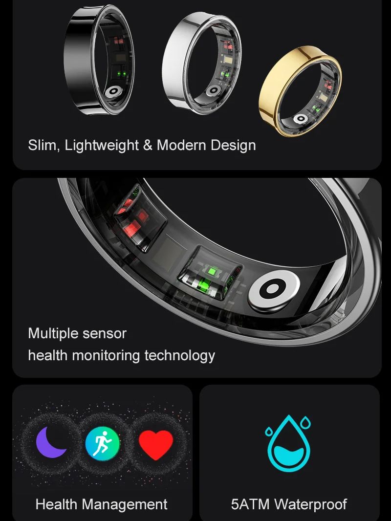 新しいスマートリング R09 ヘルスモニターマルチスポーツモ - Temperature Ring Skin のレビューと価格